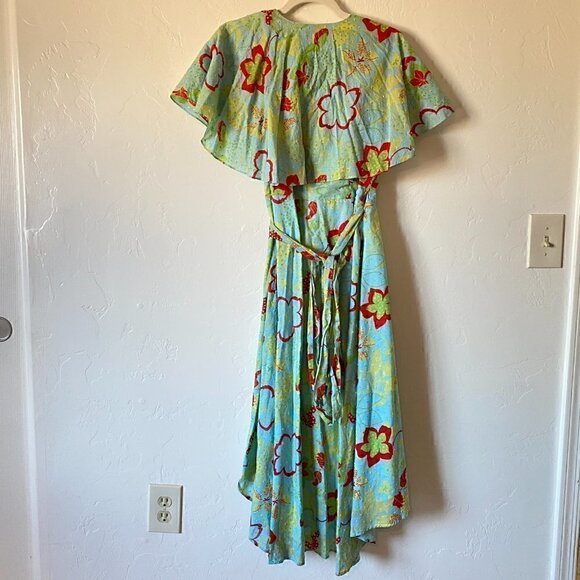 ModCloth Lift Your Wings Wrap Dress Sea Blue Floral - Picture 7 of 11